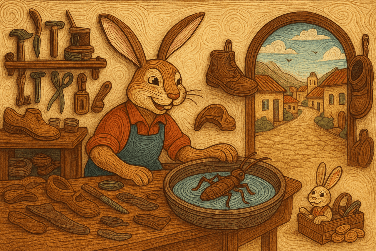 Ilustracion de Tío conejo zapatero