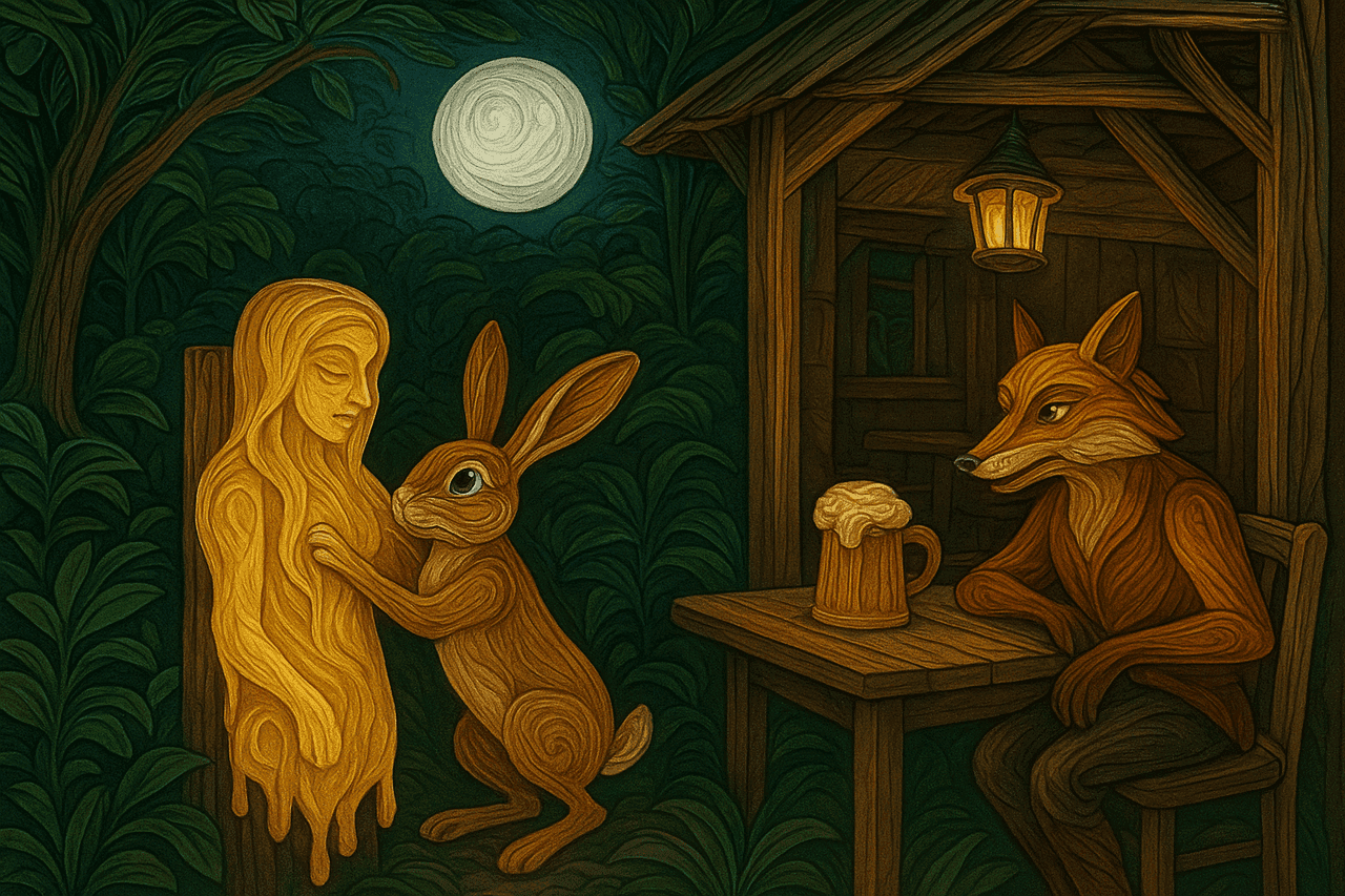 Ilustracion de Conejo y la mona de cera