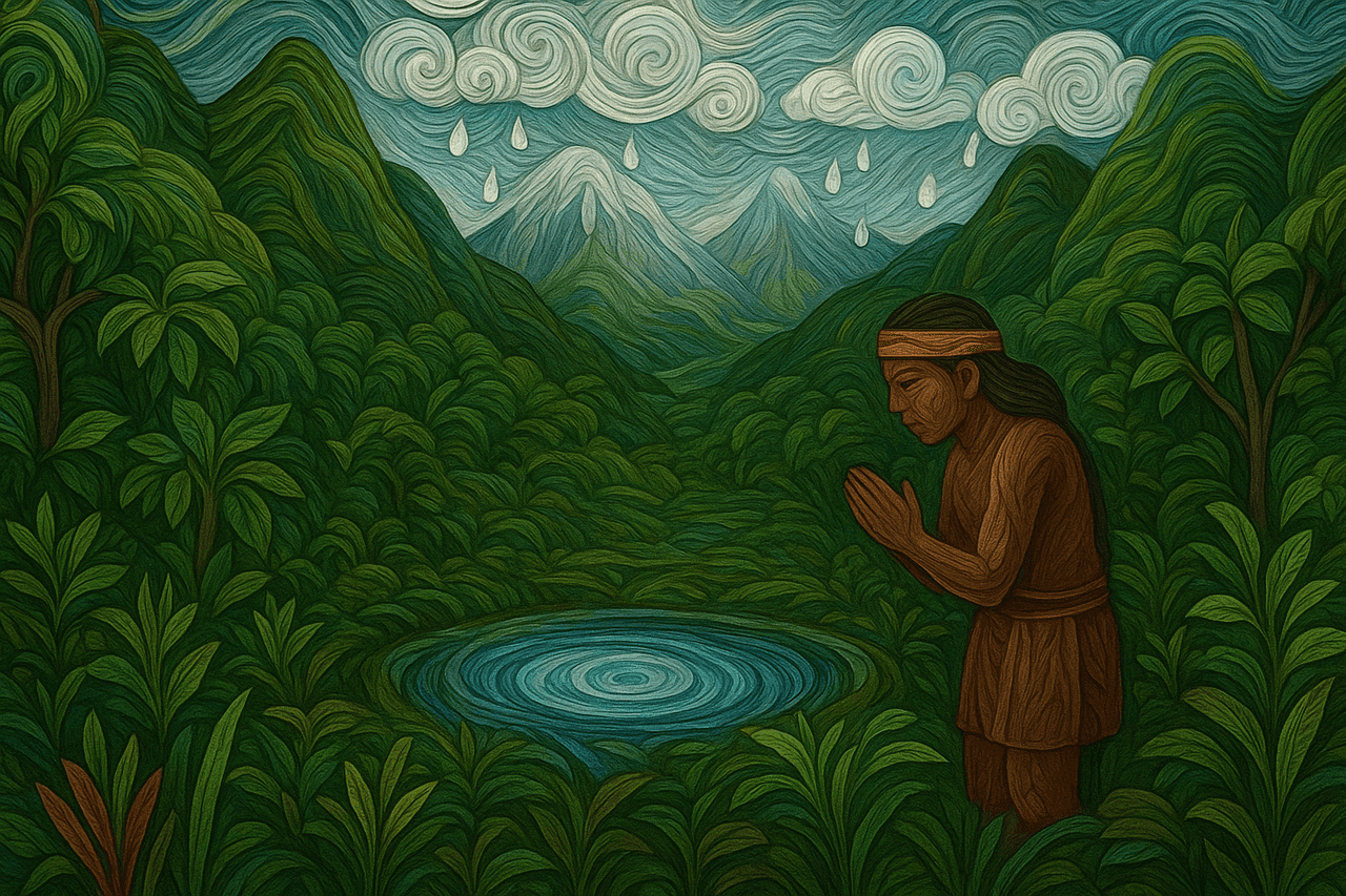 Ilustracion de El Cualchio y la Olla del Granizo.