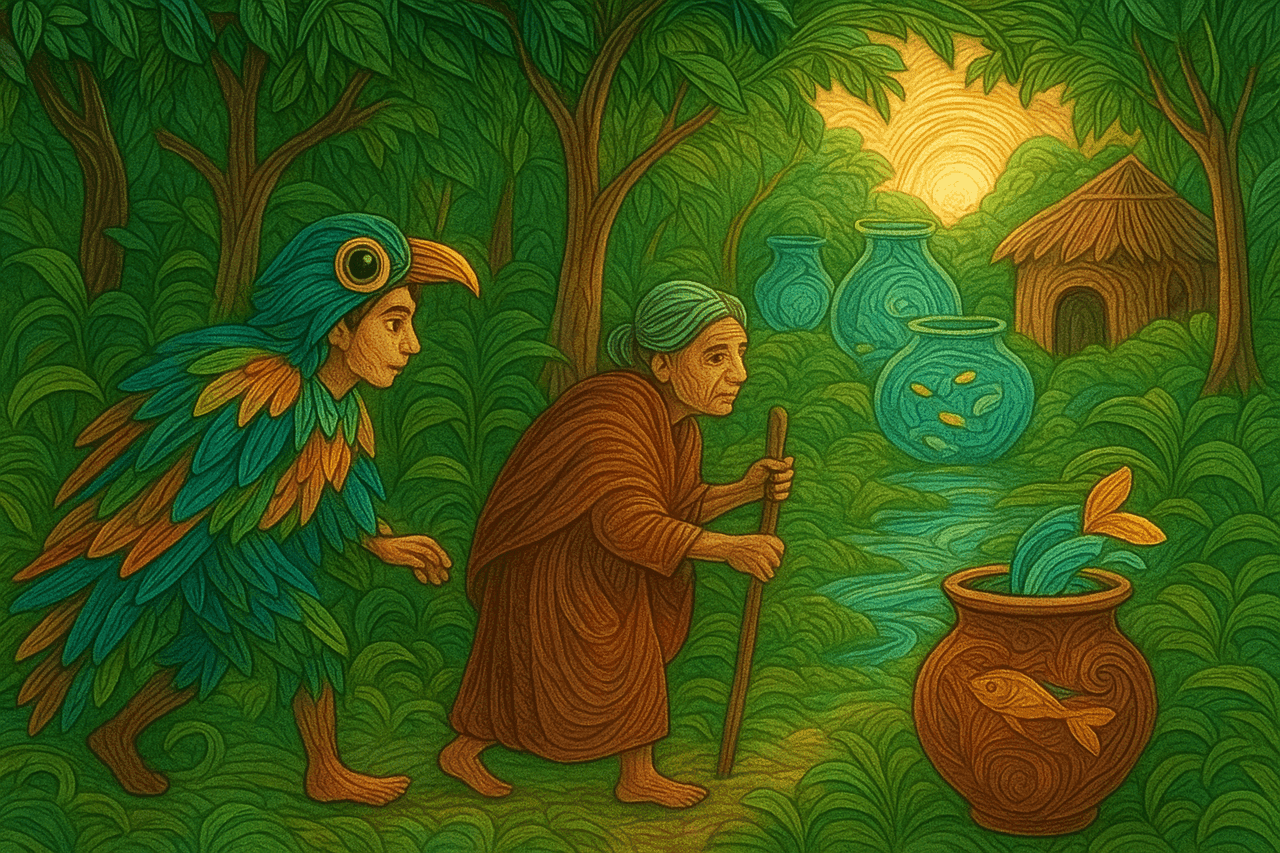 Ilustracion de El descubrimiento del agua y los peces