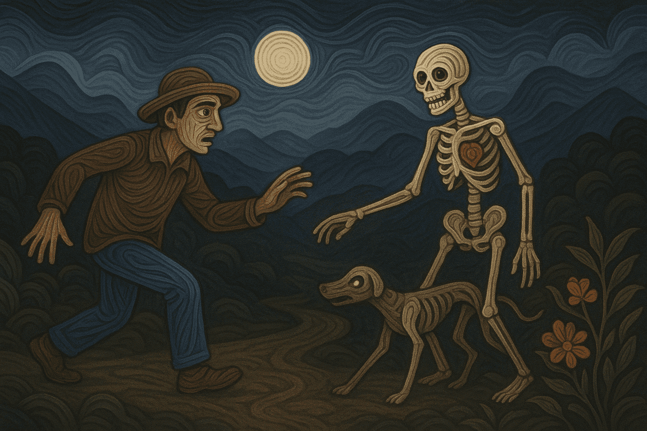 Ilustracion de El hombre y el perro flaco