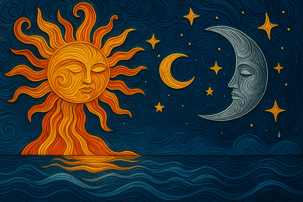 Ilustracion de El origen del sol y la luna