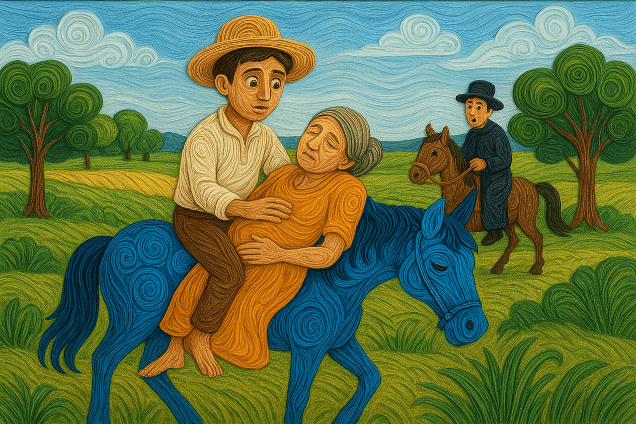 Ilustracion de Juan Bobo y la Vieja