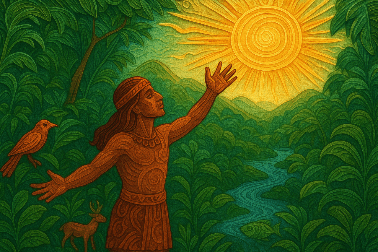 Ilustracion de La aparición del sol, del viento y los mares