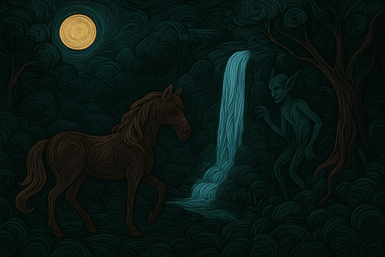 Ilustracion de La Cangagua o la Chorrera del duende.