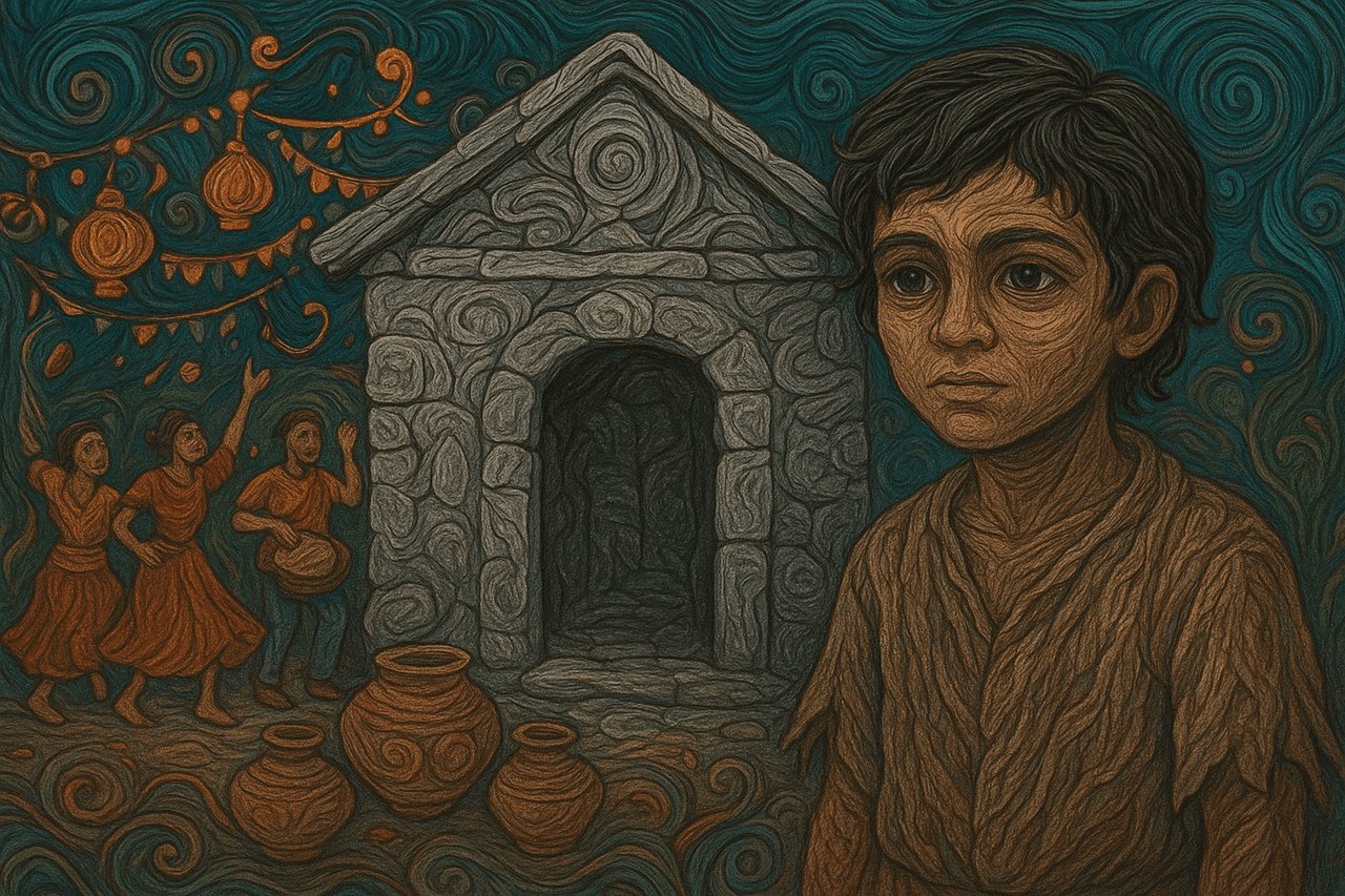 Ilustracion de La casa de fiesta petrificada