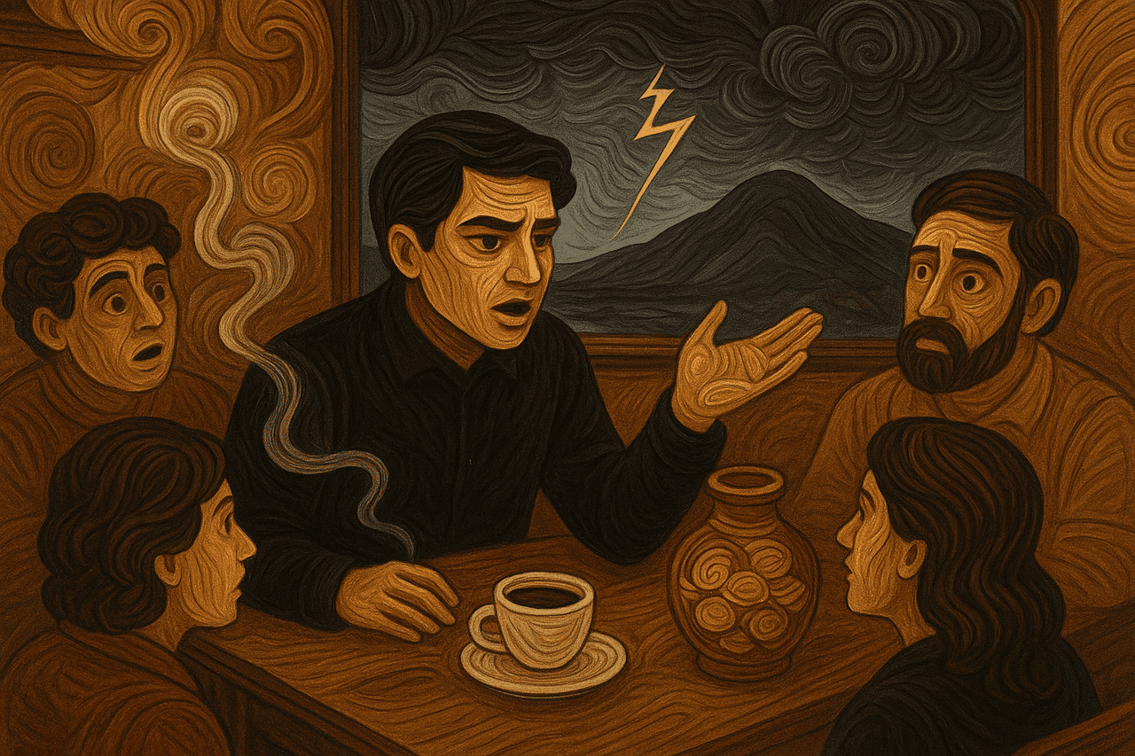 Ilustracion de La tertulia de la italiana