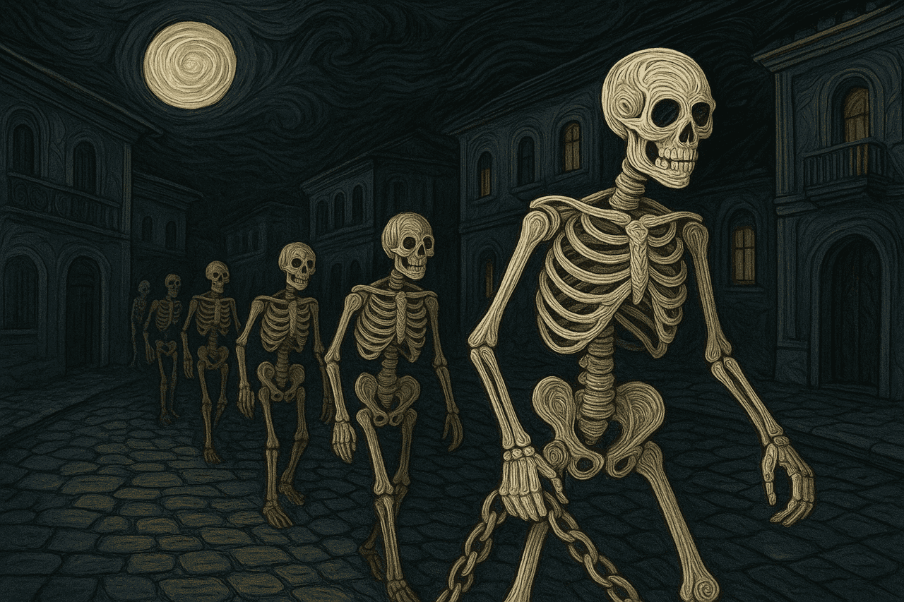 Ilustracion de Los esqueletos caminantes