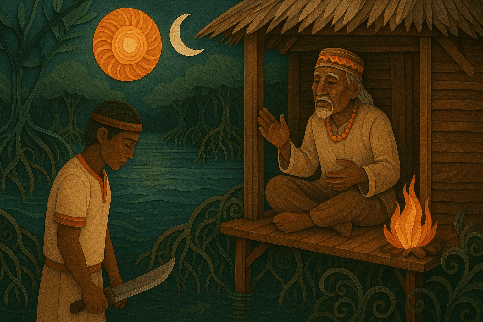 Ilustracion de Tachi Akhore y la Palabra de Mangle