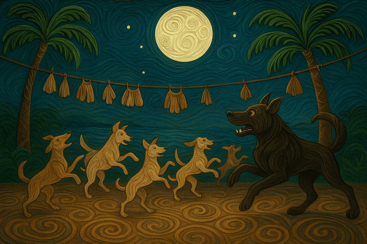 Ilustracion de Tiger y el baile de perros