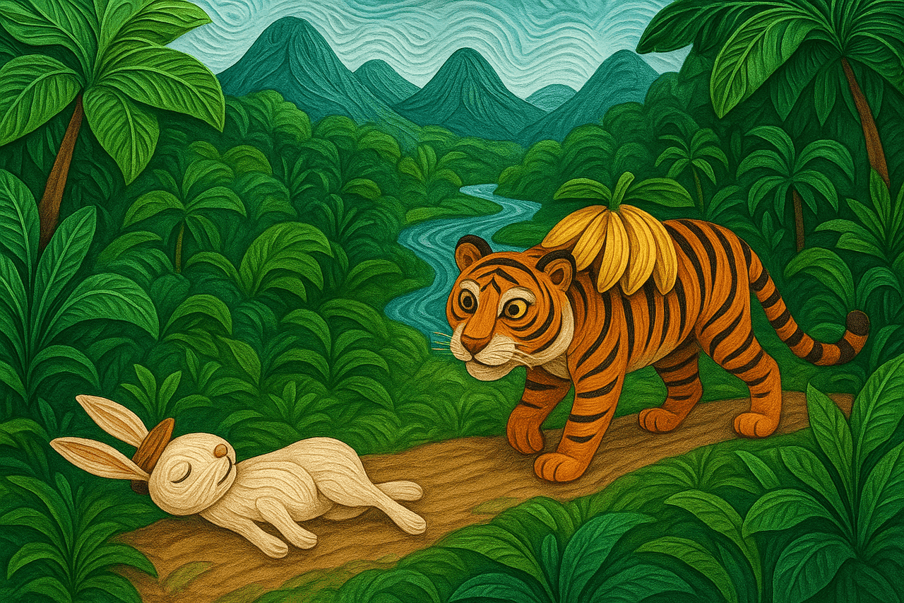 Ilustracion de Tío conejo y los plátanos