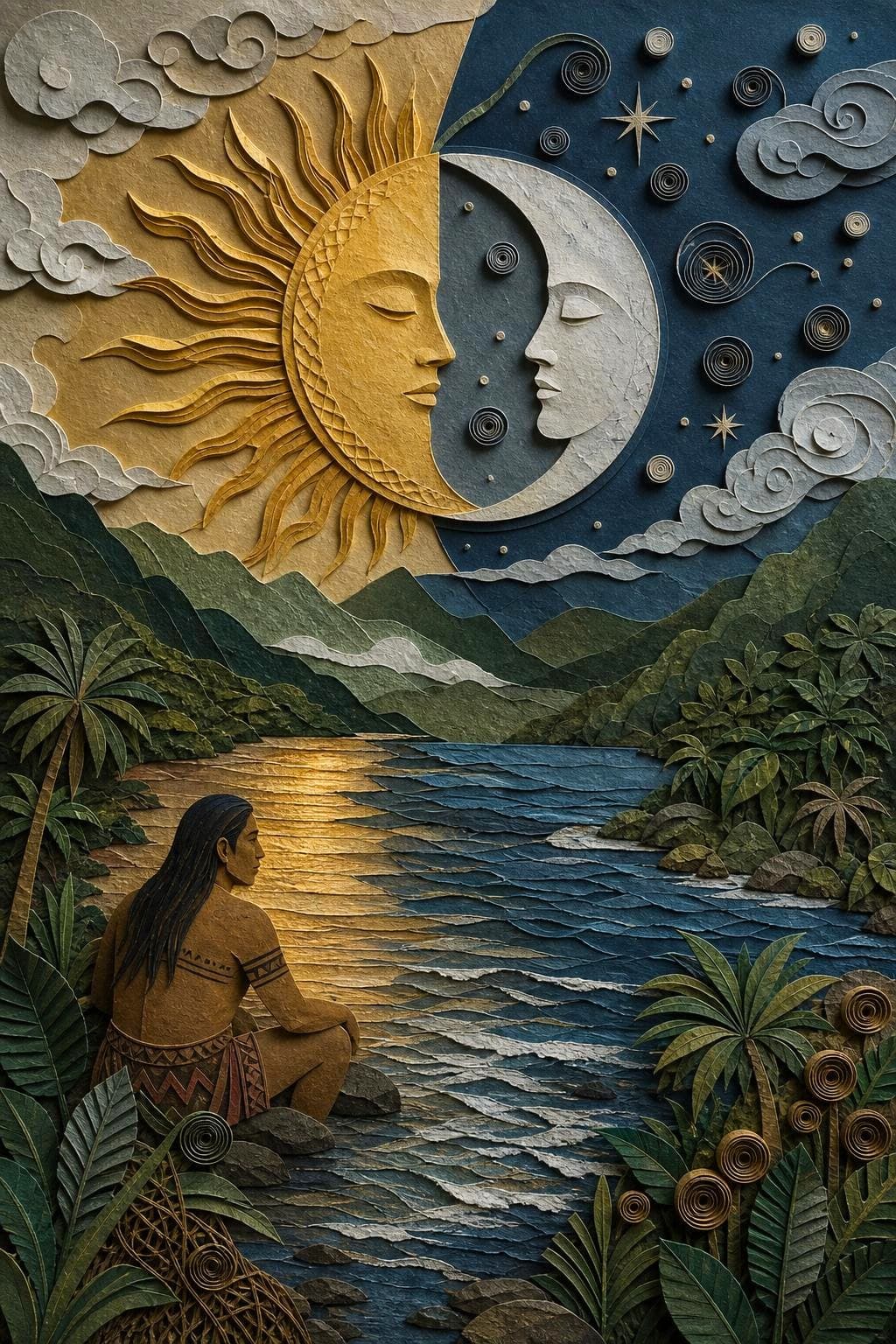 Humántahu y Gedeco, origen del sol y la luna: el acto del relato