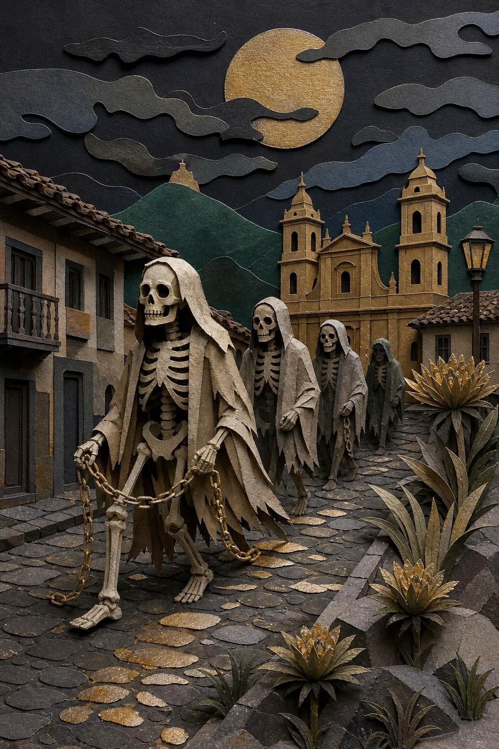 Los esqueletos caminantes: segunda escena del relato