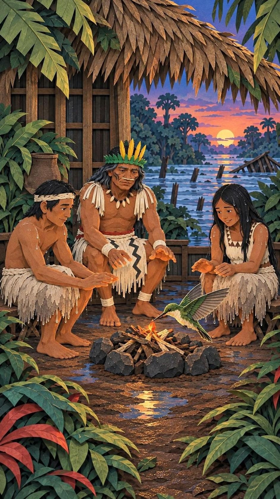 El diluvio y el origen de los bailes: el acto del relato
